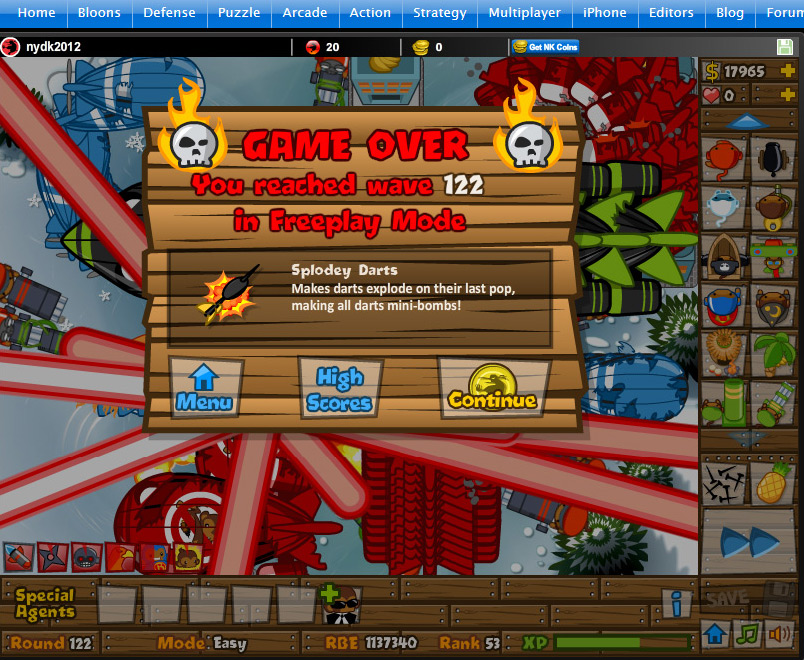 Bloons Tower Defense 5 Round 122 Easy